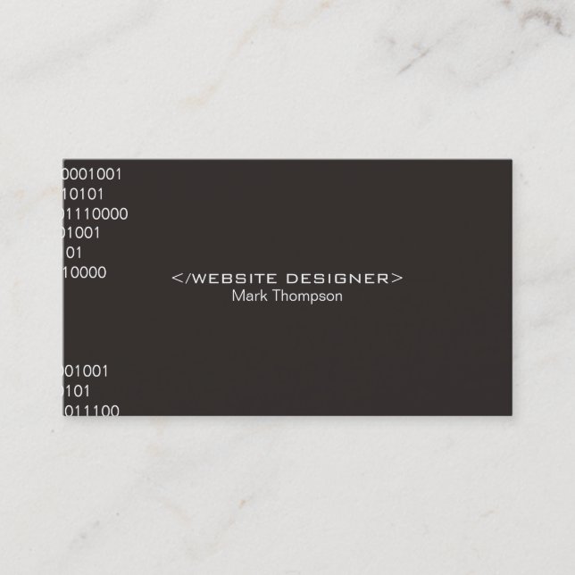 Coding Brown Background Business Card (Front)