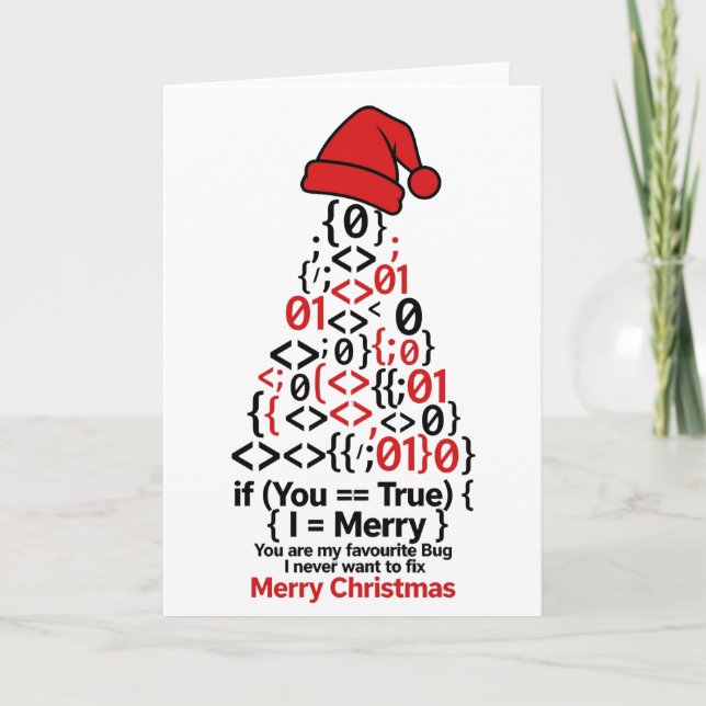 Coding Christmas Tree Card - Romantic Gift (Front)