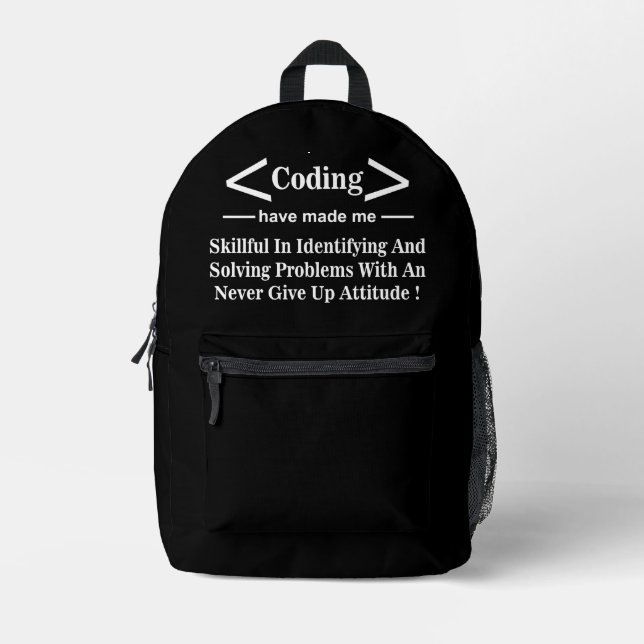 Coding Coder Developer Programmer Coding Printed Backpack (Front)