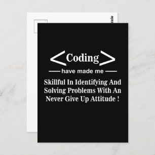 Coding Coder Programmer Developer Coding Postcard