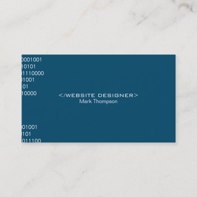 Coding Deep Blue Background Business Card (Front)