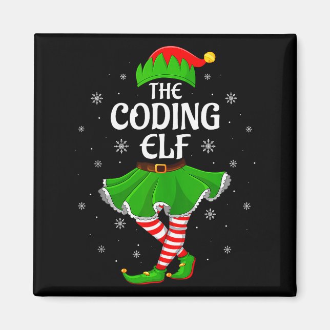 Coding Elf Christmas Family Girls Women Elf Squad  Magnet (Front)