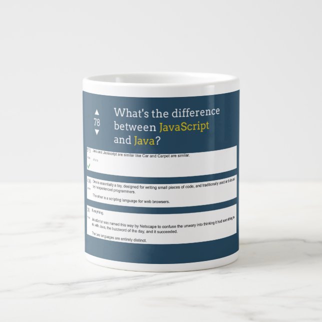 Coding - Javascript vs Java Large Coffee Mug (Front)