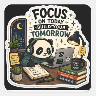 Coding Panda Sticker | Focus on Today Build It