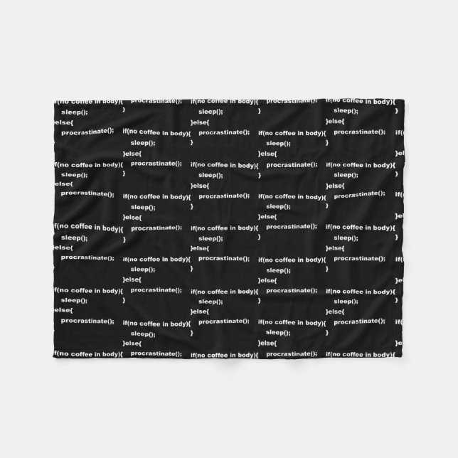 Coding Programmer Java Javascript Procrastination Fleece Blanket (Front (Horizontal))
