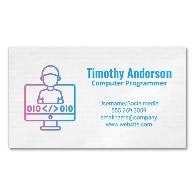 Coding | Software Engineer Magnetic Business Card (Front)