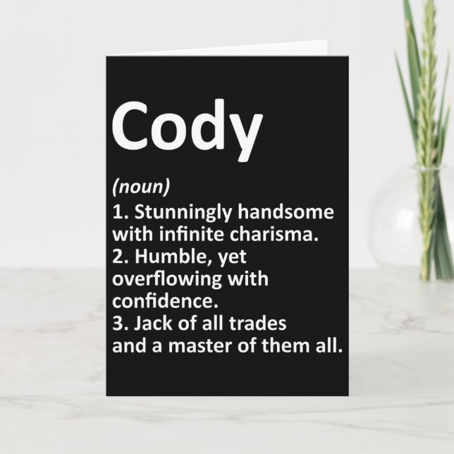 Cody Definition Personalized Name Funny Birthday G Card (Front)