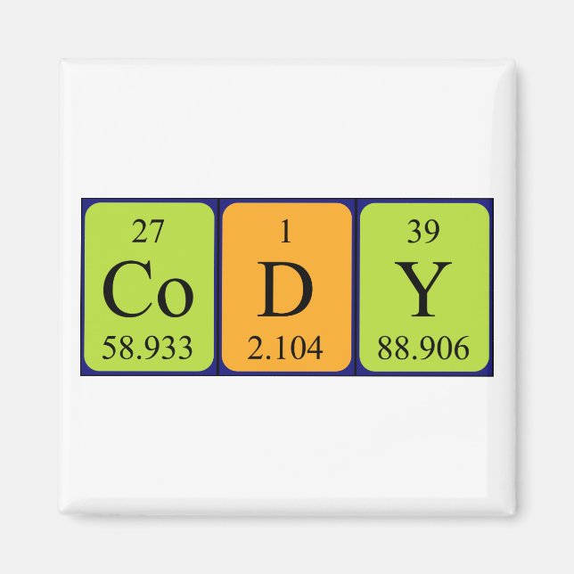 Cody periodic table name magnet (Front)