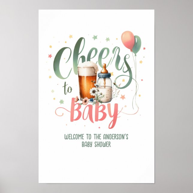 COED Beers Bottles Cheers to Baby Brewing Shower Poster (Front)