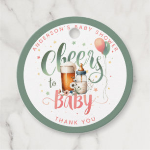 COED Cheers to Baby is Brewing Beers Bottles Sage Favour Tags