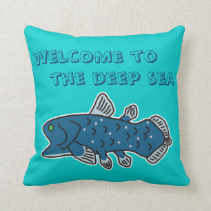 Coelacanth Pillow "WELCOME TO THE DEEP SEA"