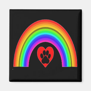 Coeur Aimant Avec Paw Sous Un Arc En Ciel