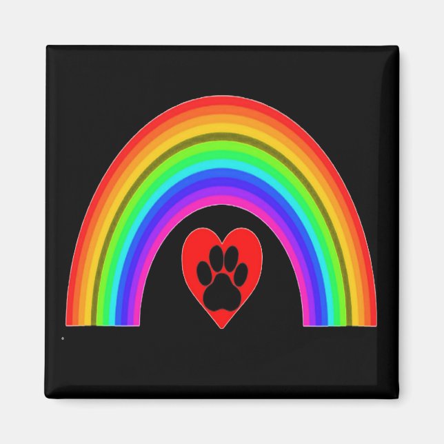 Coeur Aimant Avec Paw Sous Un Arc En Ciel (Devant)