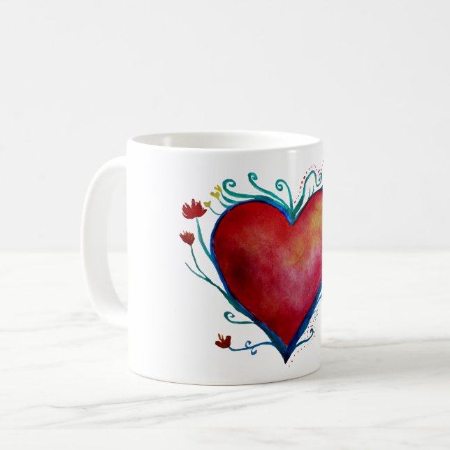 Coeur Amour Blanc 11 oz Mug classique (Devant gauche)