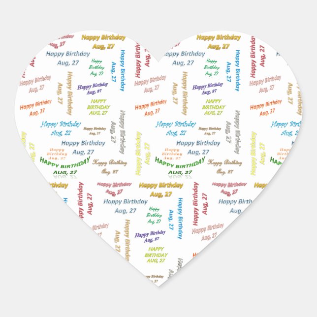 Cœur Août, 27 Anniversaire Sticker (Devant)