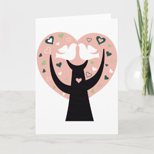 Coeur Arbre Avec Deux Cartes De Voeux