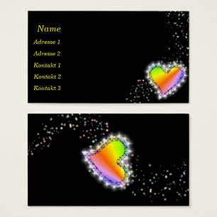 Coeur arc-en-ciel avec étoiles Carte de visite