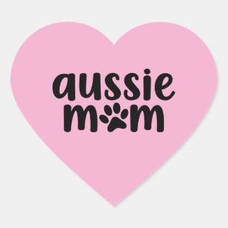 Cœur Australian Shepherd Aussie Mom Sticker Pink
