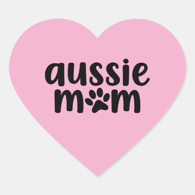 Cœur Australian Shepherd Aussie Mom Sticker Pink (Devant)