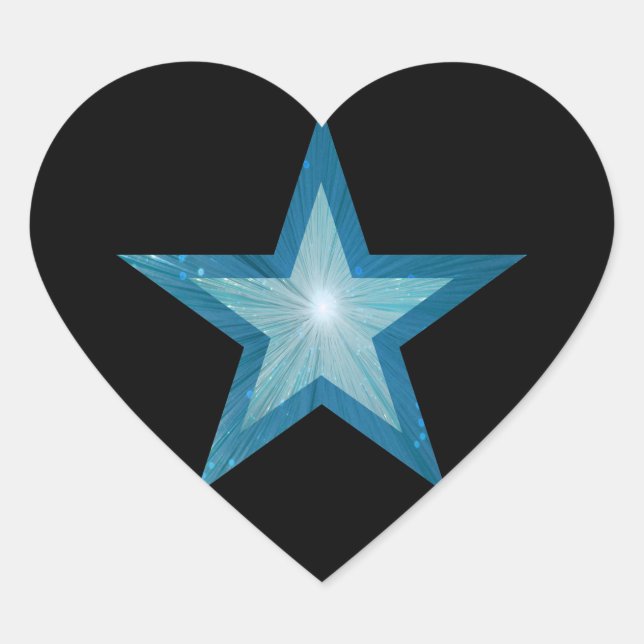Coeur autocollant Blue Star noir (Devant)