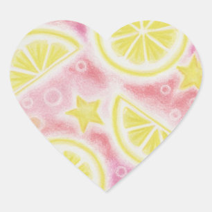 Coeur autocollant de citrons rose