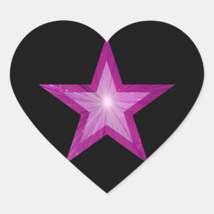 Coeur autocollant rose Star noir