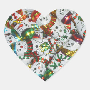 Coeur autocollant Sweet Snowmen