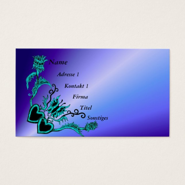 Coeur avec Fleur et Papillon sur Arc-en-ciel (Devant)