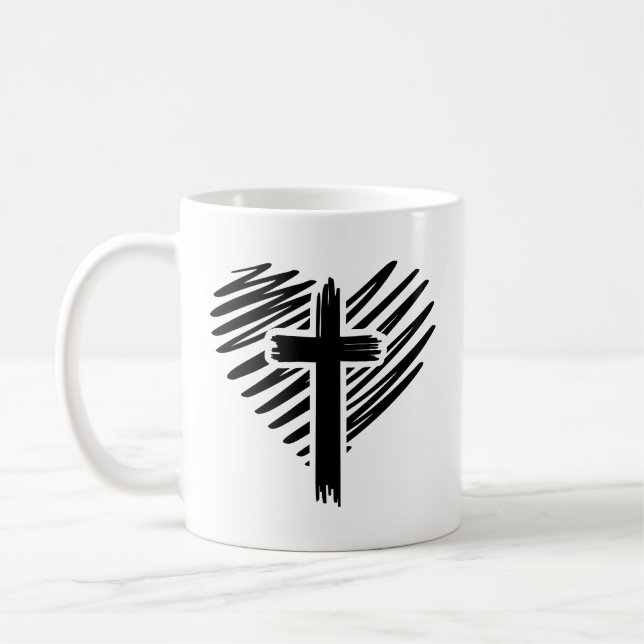 Coeur avec Mug de café croisé (Gauche)
