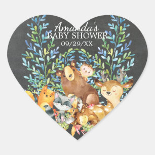 Cœur Baby shower en bois Chalkboard Favoriser Sticker