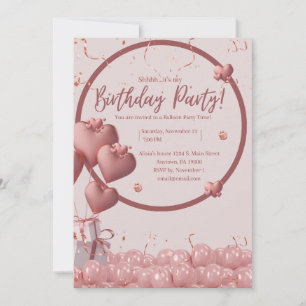 Coeur Balloon Confetti Fille Invitation Anniversai