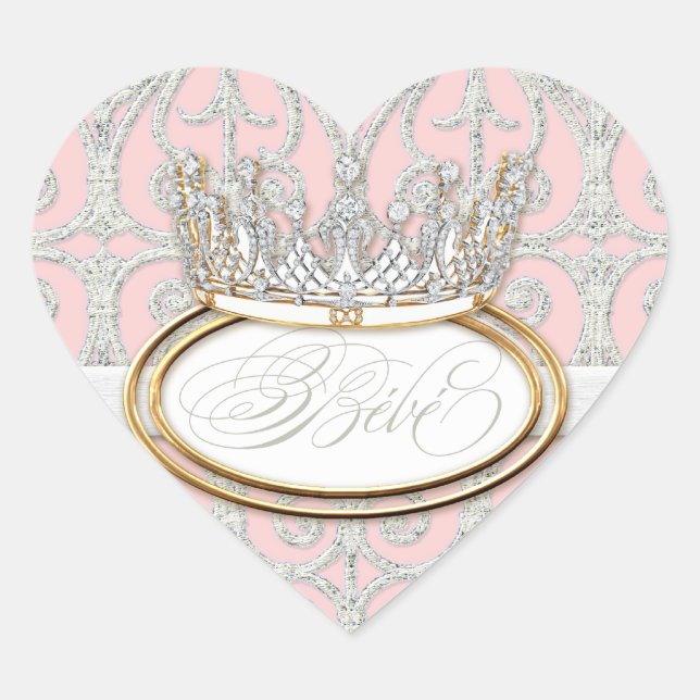 Cœur Bébé Princess Crown, Sticker Baby shower fille (Devant)