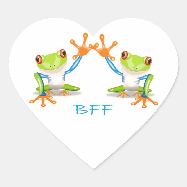 Cœur BFF Meilleur Amis Forever Frogs Sticker Coeur (Devant)