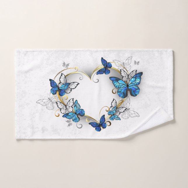 Coeur bijoux avec papillons Morpho (Serviette à main)
