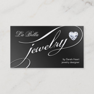 Coeur blanc 2 de noir de carte de visite de bijoux