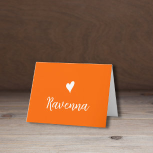 Cœur blanc et nom manuscrit Orange couché du solei