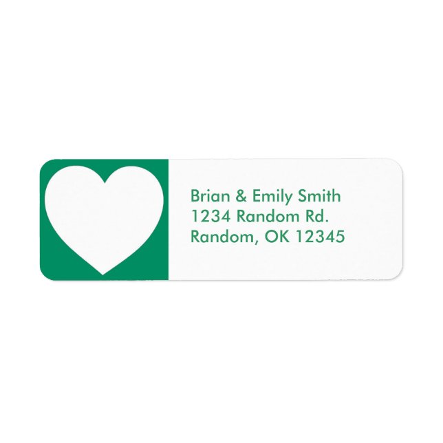 Coeur blanc vert, étiquettes d'adresse de retour p (Devant)