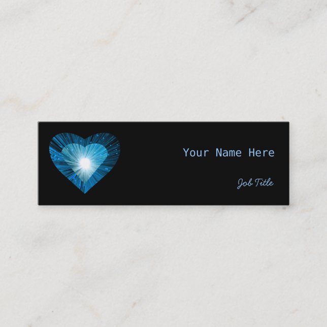 Coeur bleu "coeur" côté carte de visite noir maigr (Devant)
