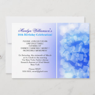 coeur bleu doux moderne invitations 16 anniversair