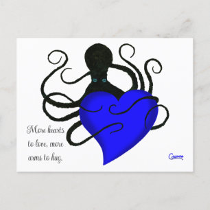 Coeur bleu Octopus - Carte postale