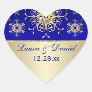 Cœur Bleu, Parties scintillant d'or REGARDER Sticker Ma
