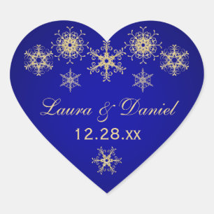 Cœur Bleu, Parties scintillant d'or REGARDER Sticker Ma