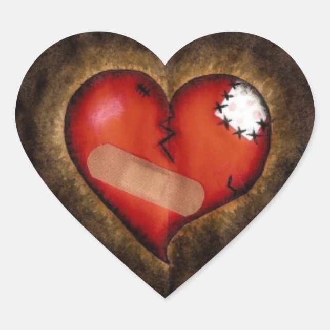 Coeur brisé/Mending Cardiolocèse autocollant Coeur (Devant)