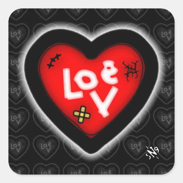 Coeur Brui v1.1 autocollant carré (Devant)