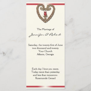 Coeur celtique avec le programme de mariage de