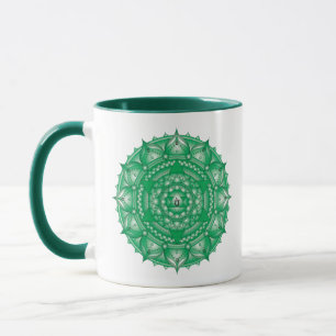 Coeur Chakra Vert Mandala Mug Deux Tons