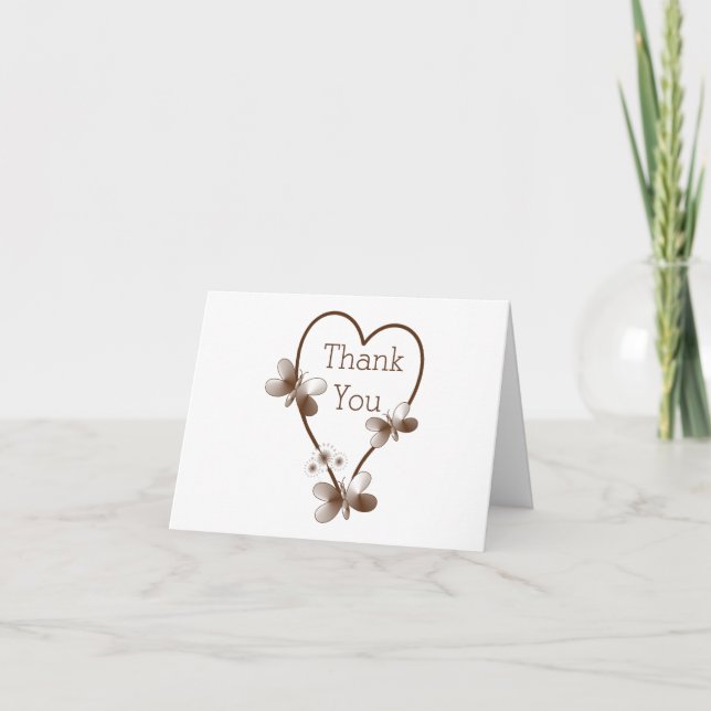 Coeur Chocolat Et Papillons Mariage Merci (Devant)