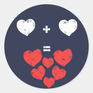 Cœur + Cœur = Autocollant d'amour