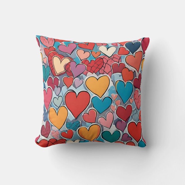 Coeur coloré motif Jeu Oreiller (Recto)