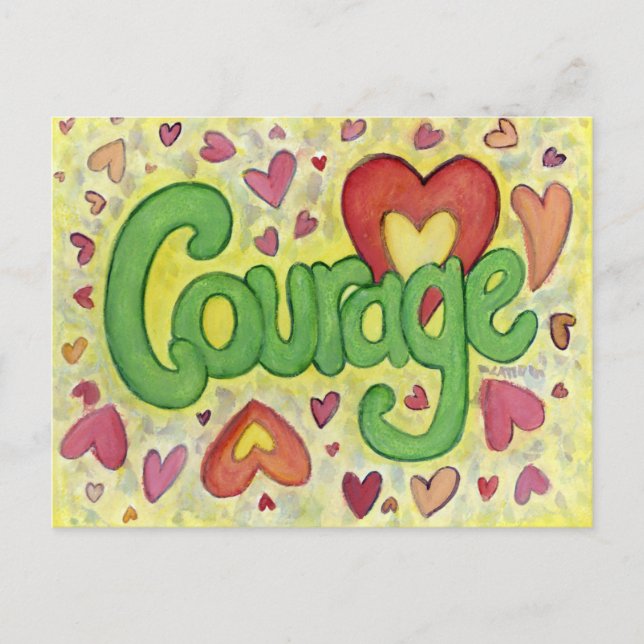 Cœur Courageux Art de Mot Word Carte de Motivation (Devant)